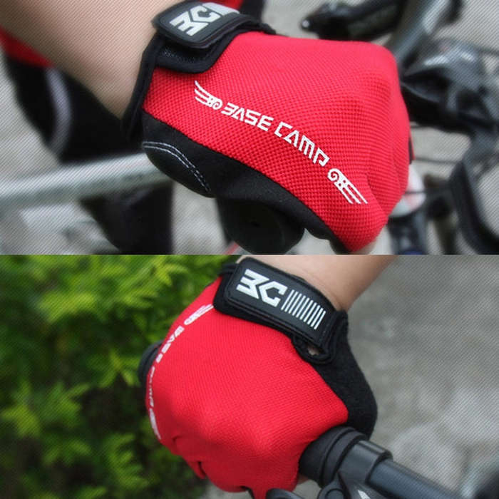 BaseCamp BC-204 Bicycle Half Finger Gloves Lycra Fabric Cycling Gloves, Size: S(Red)