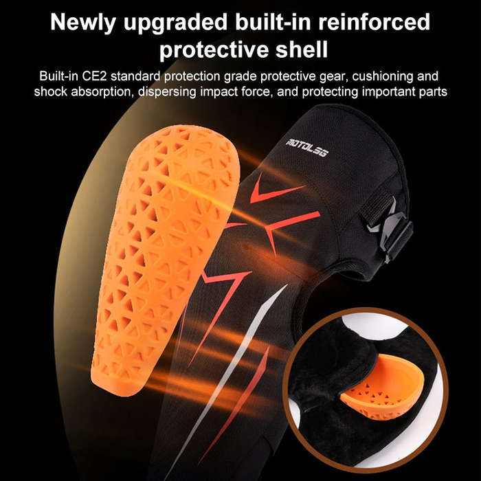 MOTOLSG 2 in 1 Knee Pads Motorcycle Bicycle Riding Warm Fleece Soft Protective Gear with CE Prote...