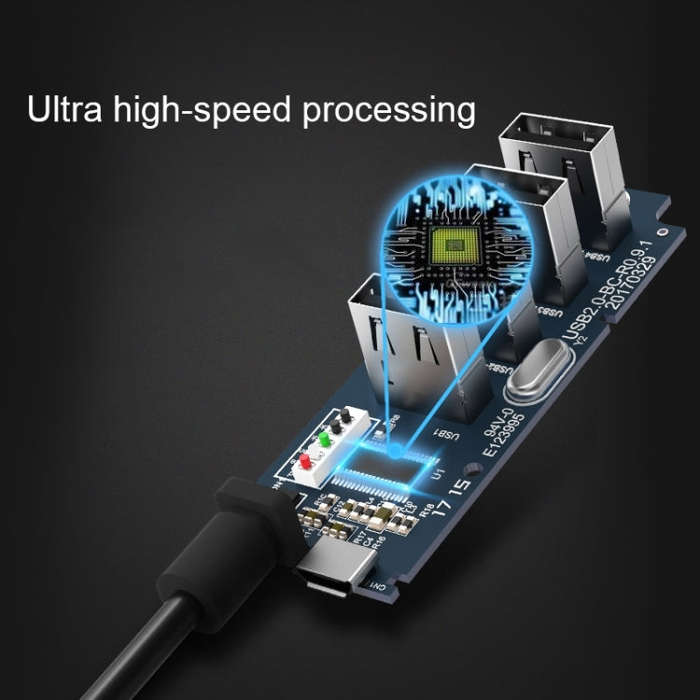 ORICO W5P-U3-100 4-Port USB 3.0 Desktop HUB with 100cm Micro USB Cable Power Supply(Black)