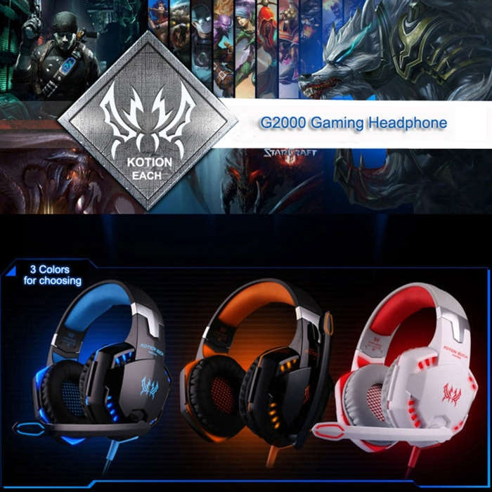 KOTION EACH G2000 Over-ear Game Gaming Headphone Headset Earphone Headband with Mic Stereo Bass L...