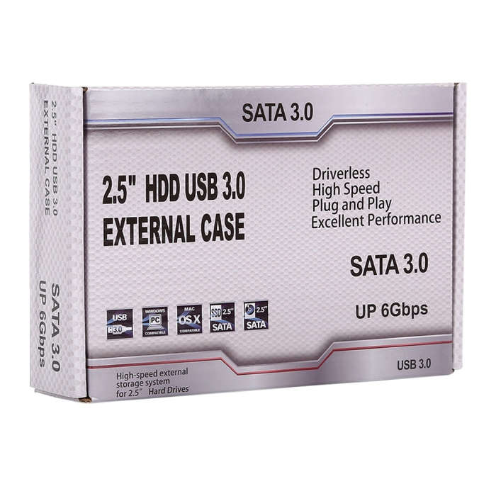 2.5 inch HDD Enclosure 6Gbps SATA 3.0 to USB 3.0 Hard Disk Drive Box External Case(Blue)
