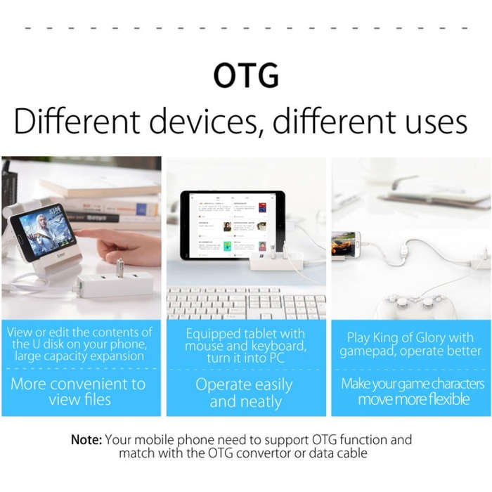 ORICO W5P-U2-100 USB 2.0 Desktop HUB with 100cm Micro USB Cable Power Supply(Black)