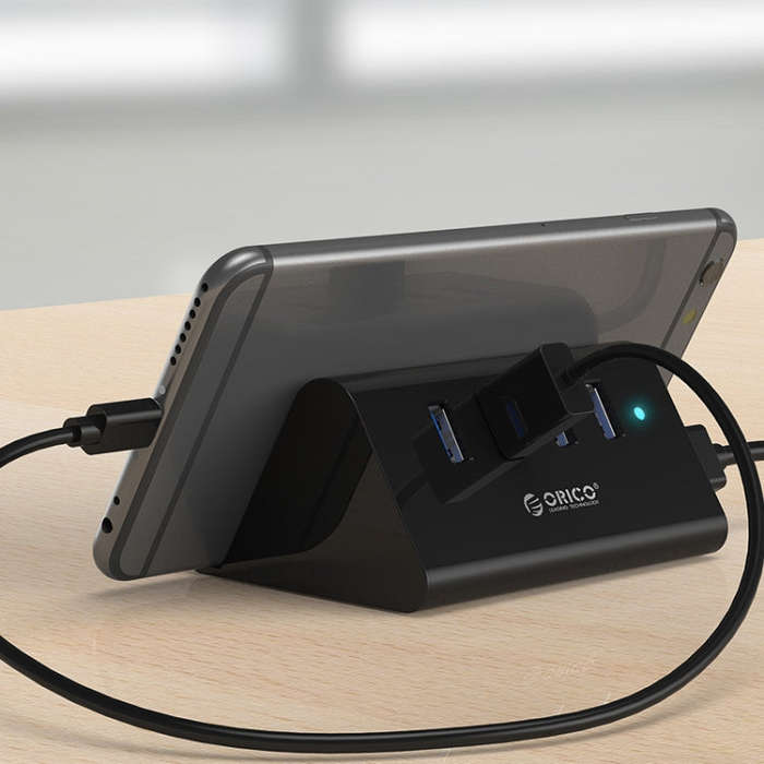 ORICO SHC-U3 ABS Material Desktop 4 Ports USB 3.0 HUB with Phone / Tablet Holder & 1m USB Cable &...