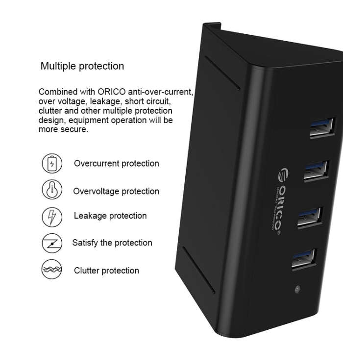 ORICO SHC-U3 ABS Material Desktop 4 Ports USB 3.0 HUB with Phone / Tablet Holder & 1m USB Cable &...