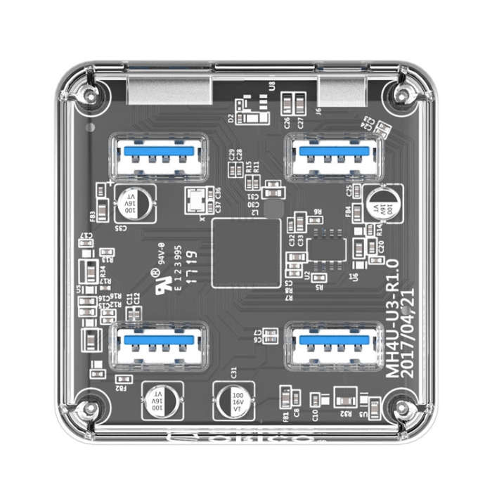 ORICO MH4U-100 USB 3.0 Transparent Desktop HUB with 100cm Micro USB Cable