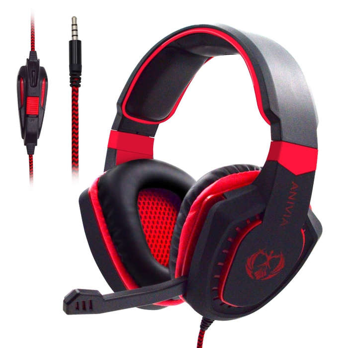 SADES AH-28 3.5mm Plug Wire-controlled Noise Reduction E-sports Gaming Headset with Retractable M...