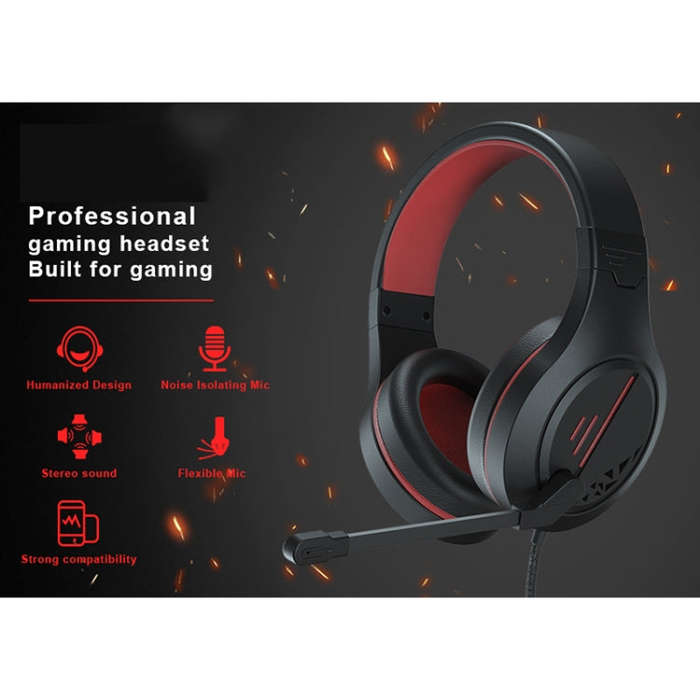SADES MH601 3.5mm Plug Wire-controlled Noise Reduction E-sports Gaming Headset with Retractable M...
