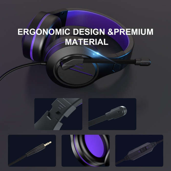 SADES MH601 3.5mm Plug Wire-controlled Noise Reduction E-sports Gaming Headset with Retractable M...