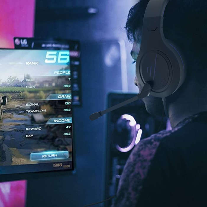SADES MH601 3.5mm Plug Wire-controlled Noise Reduction E-sports Gaming Headset with Retractable M...