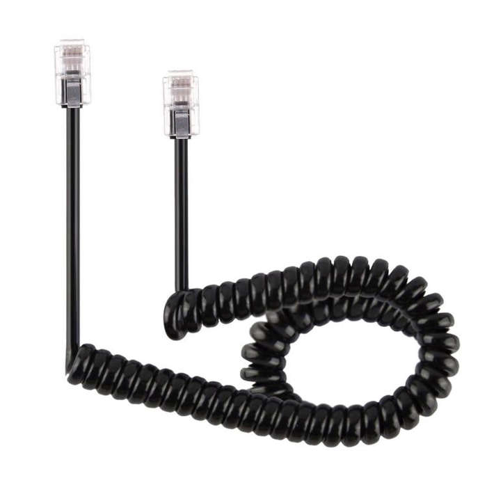 4 Core Male to Male RJ11 Spring Style Telephone Extension Coil Cable Cord Cable, Stretch Length: ...