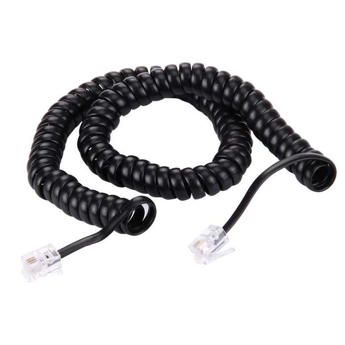 4 Core Male to Male RJ11 Spring Style Telephone Extension Coil Cable Cord Cable, Stretch Length: ...
