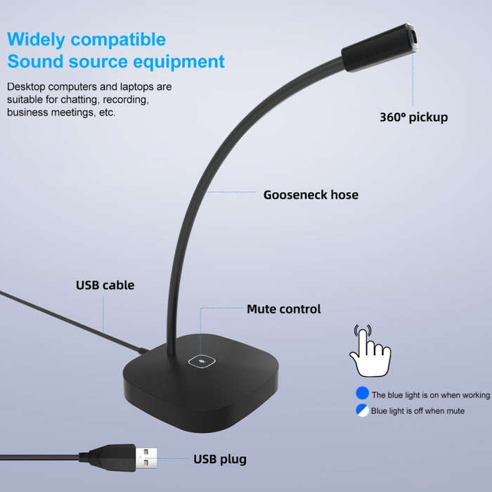 Yanmai G22 USB Desktop Computer Microphone (Black)