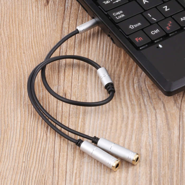 2 x 3.5mm Female to 3.5mm Male Adapter Cable(Silver)