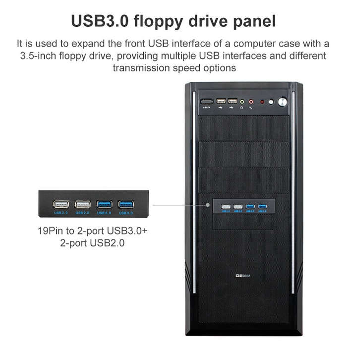 0.6M 2+2 Ports USB 3.0 Front Panel Data Hub