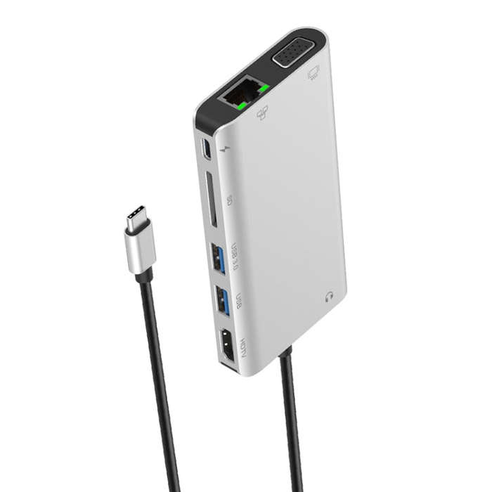 Onten 9591BD 8 in 1 USB-C / Type-C to PD USB-C / Type-C Charging + 100M Ethernet Port + Dual USB ...