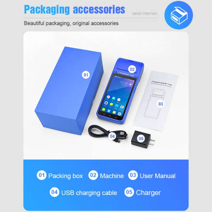 POS-6000 58mm PDA Handheld 5.5 inch Barcode Two-dimensional Code Android 4G Smart Scan Code Cash ...