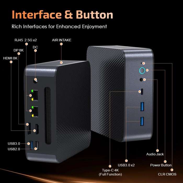 GXMO H90 Pro Windows 11 Mini PC, AMD Ryzen 7 8745HS Octa Core Processor, UK Plug
