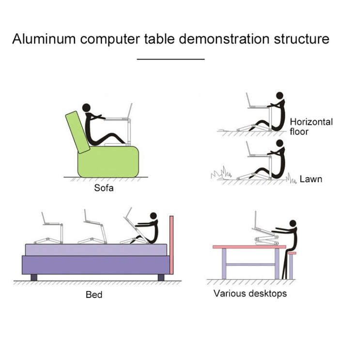 Portable 360 Degree Adjustable Foldable Aluminium Alloy Desk Stand for Laptop / Notebook, without...