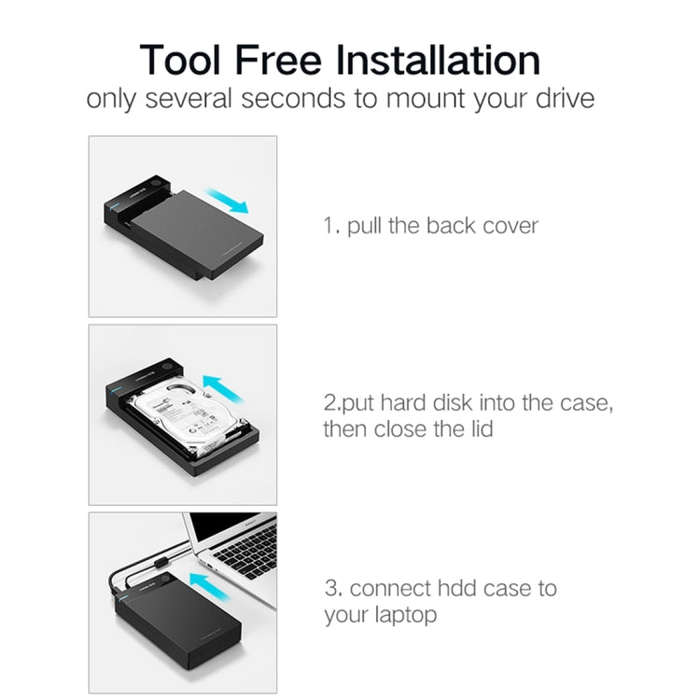 UGREEN US222 HDD Enclosure 2.5 / 3.5 inch SATA to USB 3.0 SSD Adapter Hard Disk Drive Box Externa...