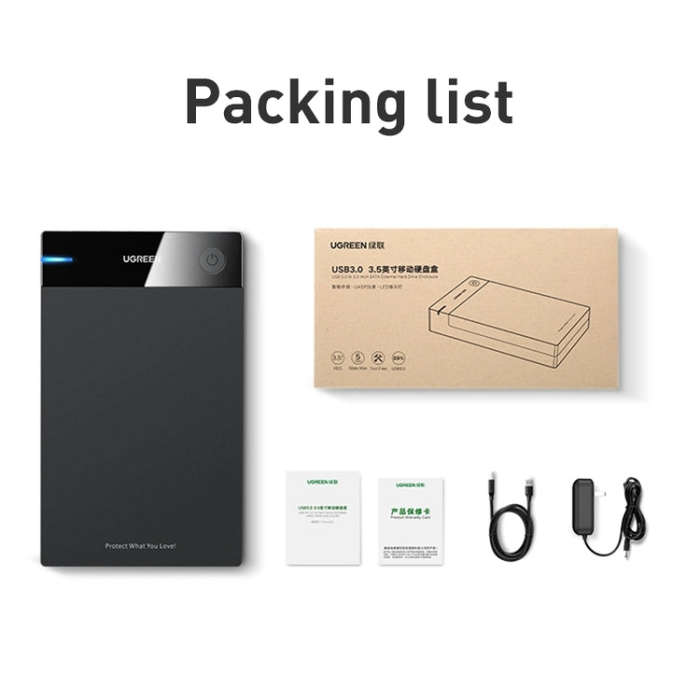 UGREEN US222 HDD Enclosure 2.5 / 3.5 inch SATA to USB 3.0 SSD Adapter Hard Disk Drive Box Externa...