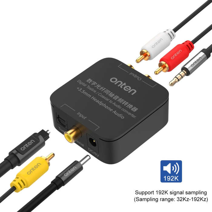 Onten 37506 Digital Optical Coaxial Audio Converter Support 192K