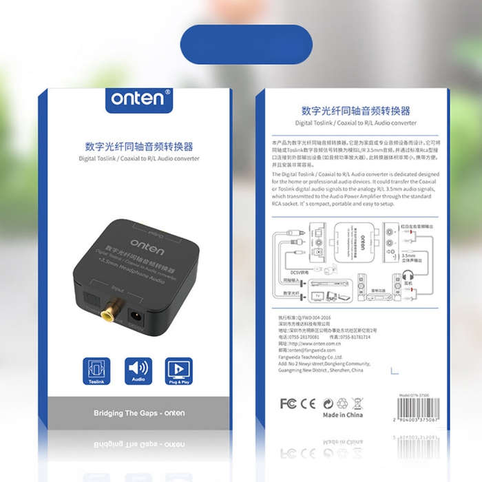 Onten 37506 Digital Optical Coaxial Audio Converter Support 192K