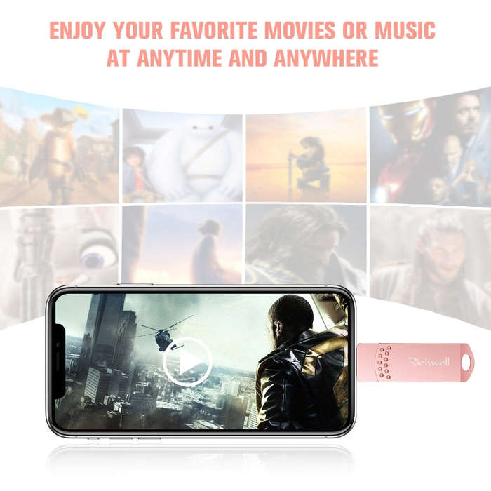 Richwell 3 in 1 32G Type-C + Micro USB + USB 3.0 Metal Flash Disk with OTG Function(Rose Gold)