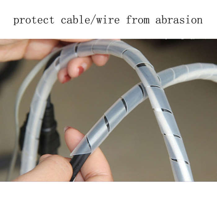15m PE Spiral Pipes Wire Winding Organizer Tidy Tube, Nominal Diameter: 6mm(White)