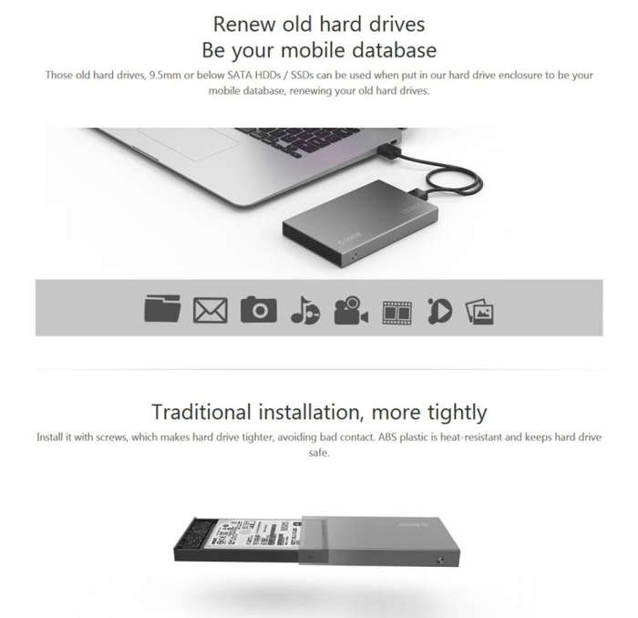 ORICO 2518S3 USB3.0 External Hard Disk Box Storage Case for 7mm & 9.5mm 2.5 inch SATA HDD / SSD (...