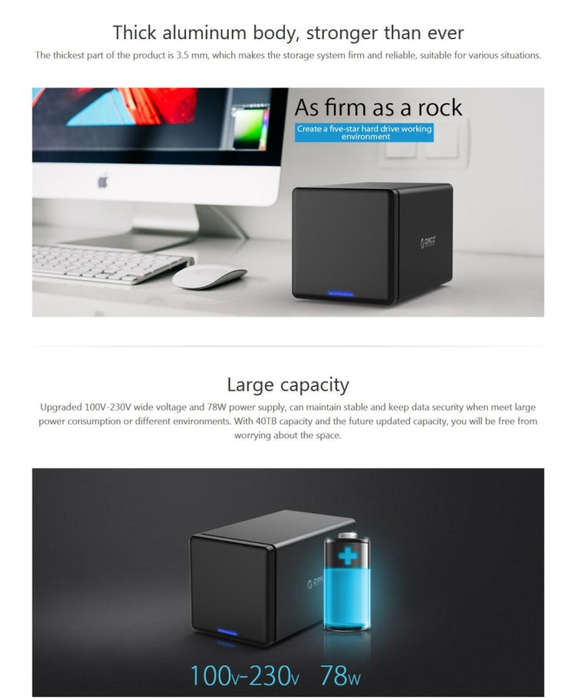 ORICO NS400-U3 4-bay USB 3.0 Type-B to SATA External Hard Disk Box Storage Case Hard Drive Dock f...