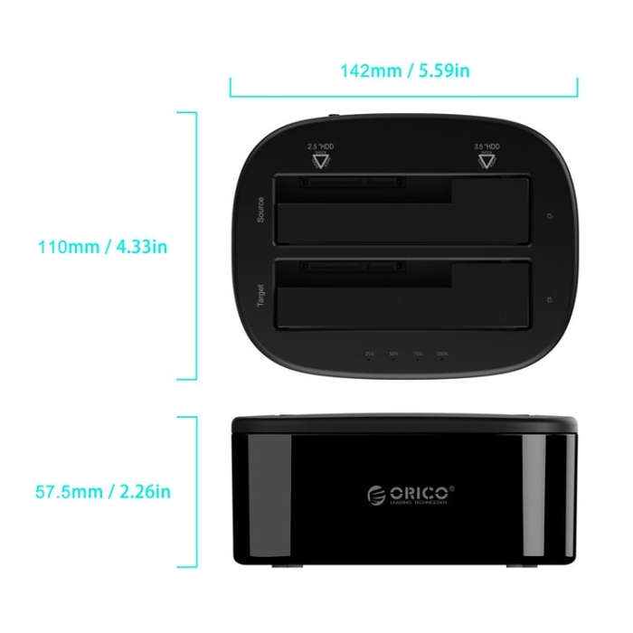 ORICO 6228US3-C 1 to 1 Clone 2 Bay USB 3.0 Type-B to SATA External Storage Hard Drive Dock for 2....