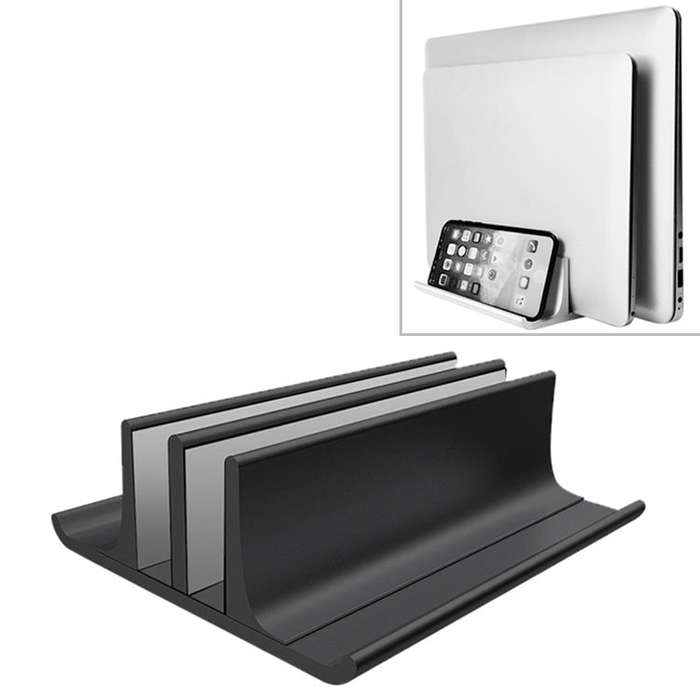 Universal Portable Aluminum Alloy Double Slot Width Adjustable Laptop Vertical Storage Stand Base...