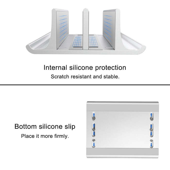 Universal Portable Aluminum Alloy Double Slot Width Adjustable Laptop Vertical Storage Stand Base...