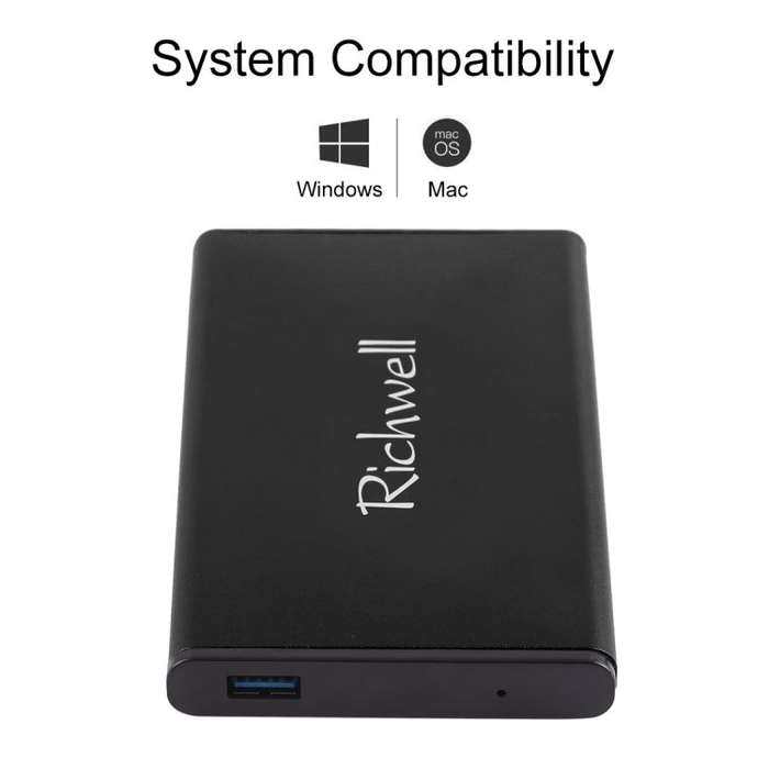 Richwell SATA R2-SATA-2TB 2TB 2.5 inch USB3.0 Super Speed Interface Mobile Hard Disk Drive(Black)