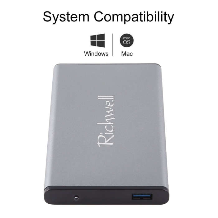 Richwell SATA R2-SATA-160GB 160GB 2.5 inch USB3.0 Super Speed Interface Mobile Hard Disk Drive(Grey)