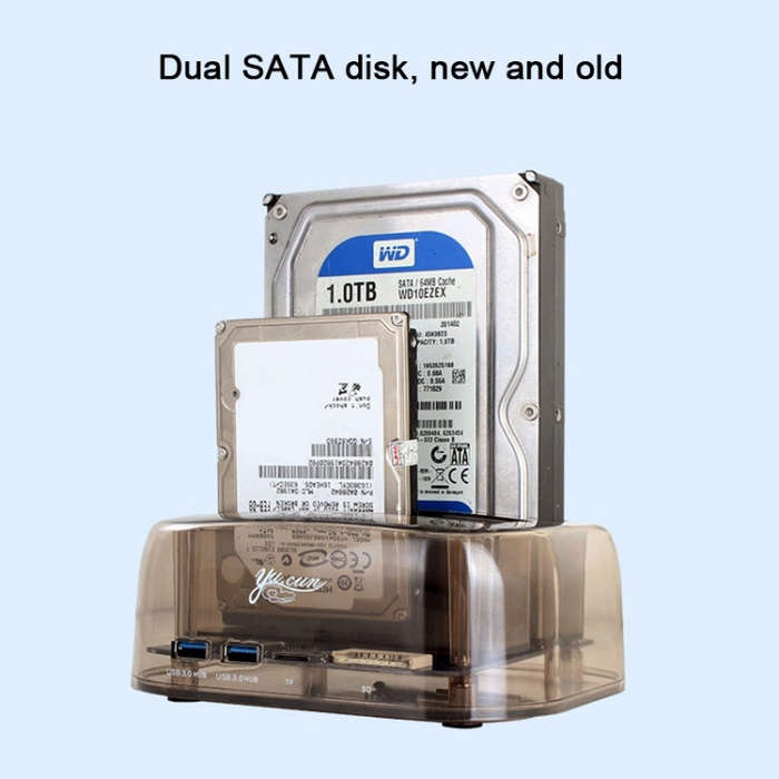 2.5 / 3.5 inch USB3.0 Dual SATA HDD Enclosure with HUB & OTB Function, The Maximum Support Capaci...
