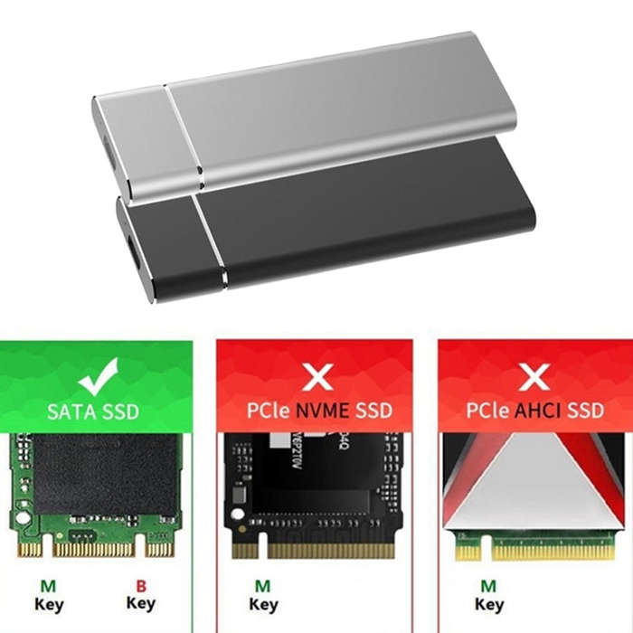 M.2 NGFF to USB-C / Type-C USB 3.1 Interface Aluminum Alloy SSD Enclosure (Silver)