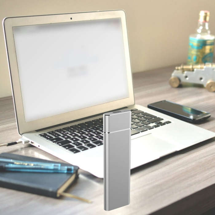 M.2 NGFF to USB-C / Type-C USB 3.1 Interface Aluminum Alloy SSD Enclosure (Silver)