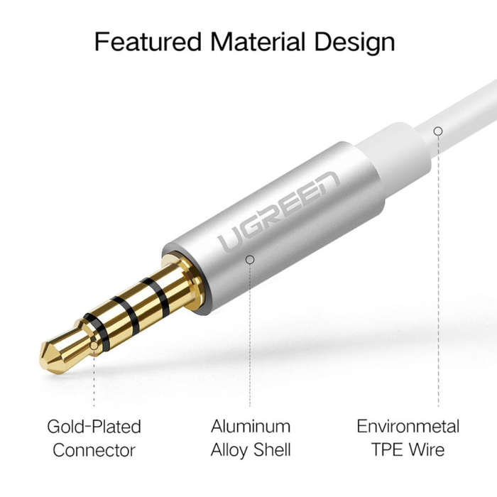 Ugreen 3.5mm Male to 2 x 3.5mm Female Audio Connector Adapter Cable 2 in 1 Microphone + Earphone ...