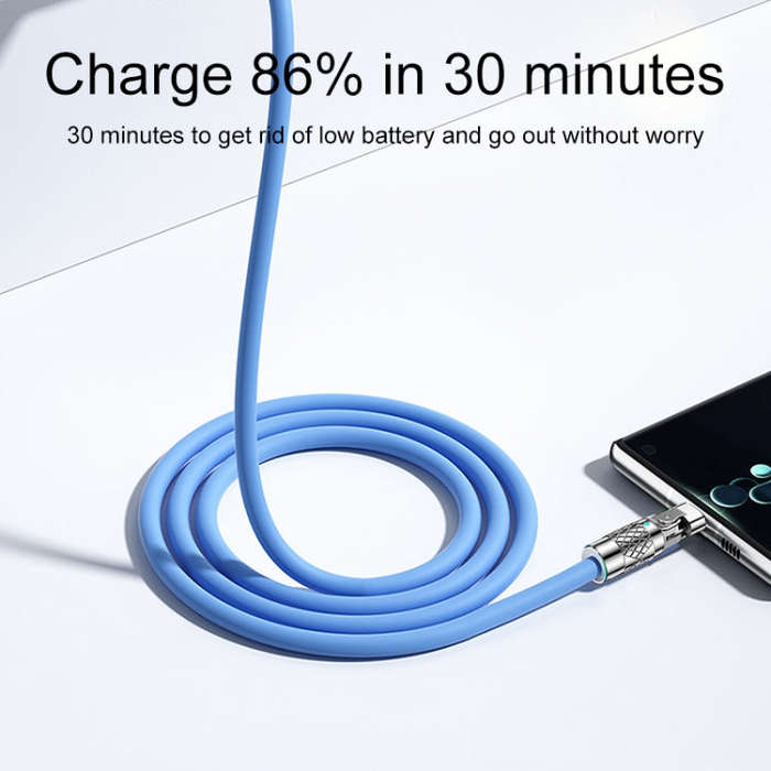 Mech Series 6A 120W USB to Type-C 180-degree Metal Plug Fast Charging Cable, Length: 1.2m(Blue)
