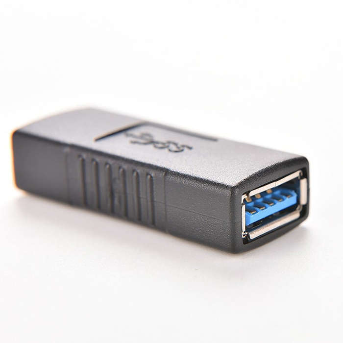 USB 3.0 Type A Female to Type A Female Connector AF Adapter Converter Extender for Laptop (Black)