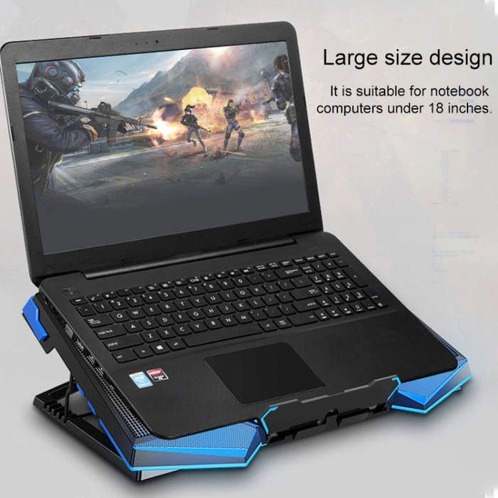 dual USB Ports Five-core Radiator Notebook Computer  Holder (Blue)
