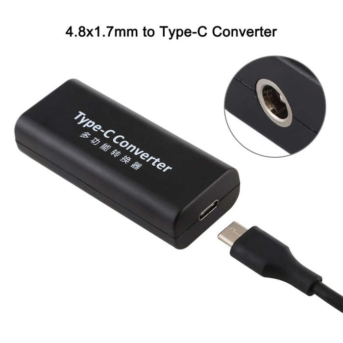 DC 4.8 x 1.7mm Power Jack Female to USB-C / Type-C Female Power Connector Adapter with 15cm USB-C...