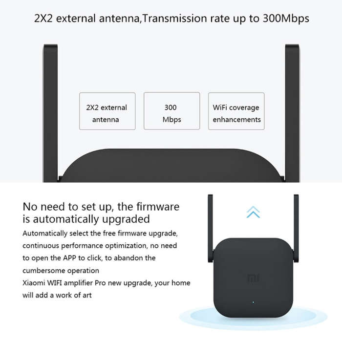 Original Xiaomi Mi WiFi Amplifier Pro 300Mbps WiFi Smart Extender Router with 2x2 External Antenn...
