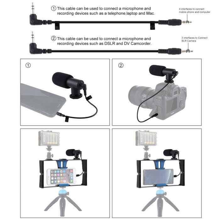 PULUZ 2 in 1 Live Broadcast Smartphone Video Rig + Microphone Kits for iPhone, Galaxy, Huawei, Xi...