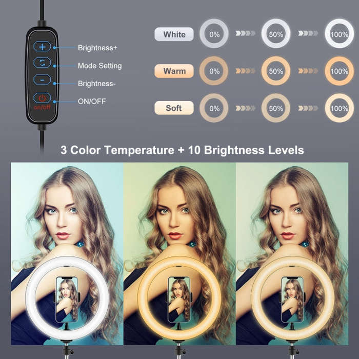 PULUZ 10.2 inch 26cm LED Ring Light  + 1.1m Tripod Mount Vlogging Video Light  Live Broadcast Kits