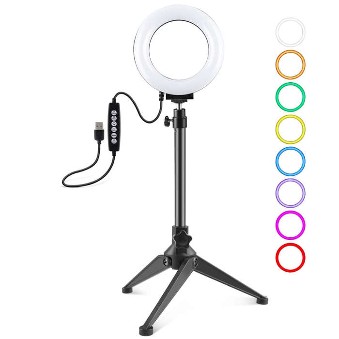 PULUZ 4.7 inch 12cm USB 10 Modes 8 Colors RGBW Dimmable LED Ring Vlogging Photography Video Light...