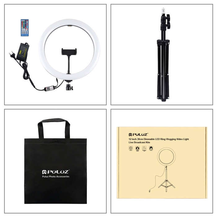 PULUZ 11.8 inch 30cm RGB Light 1.1m Tripod Mount Dimmable LED Ring Vlogging Selfie Photography Vi...