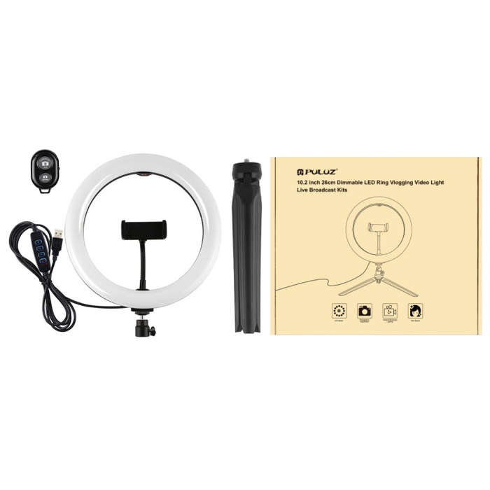 PULUZ 10.2 inch 26cm Light + Desktop Tripod Mount USB 3 Modes Dimmable Dual Color Temperature LED...
