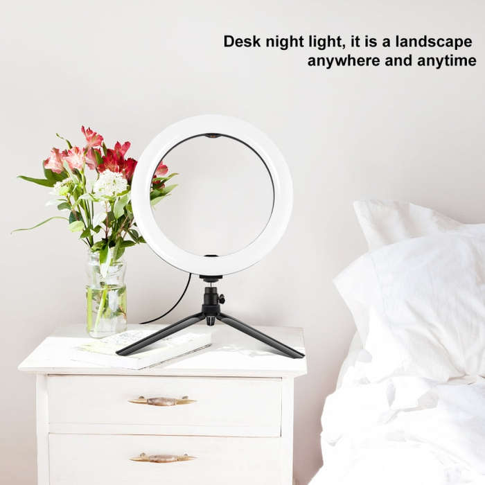 PULUZ 10.2 inch 26cm Light + Desktop Tripod Mount USB 3 Modes Dimmable Dual Color Temperature LED...